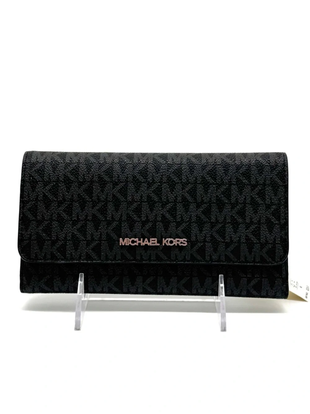 Michael Kors Large Trifold Wallet Black Signature - Picture 3 of 10